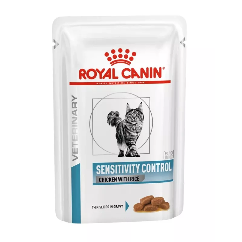 Royal Canin Vet Sensitivity Control alimento húmido para gatos, frango em molho, embalagem de 12 x 85 g
