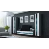 Suporte de TV Cama Meble VIGO NEW 30/140/40 — 1400×400×300 mm, tampo cinzento, aglomerado, estrutura cinzenta, frentes brancas brilhantes