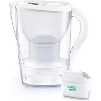 Jarra com filtro de água BRITA Marella branca com 1 cartucho ALL-in-1 e 1 cartucho Extra Lime, capacidade útil de 1,0–1,5 L