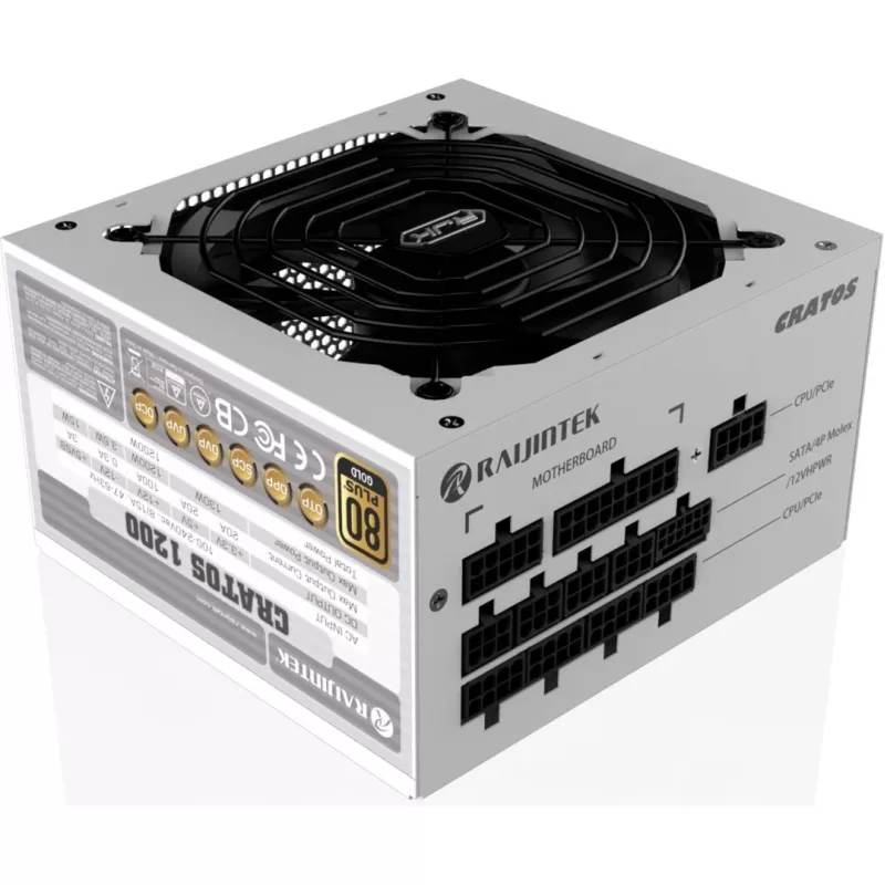 CRATOS 1200 branco, fonte de alimentação para PC branca, gestão de cabos, 1200 Watt