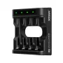 Carregador de baterias XTAR 4 slots para AA/AAA (Li-Ion, NiMH) USB-C, indicadores LED, preto