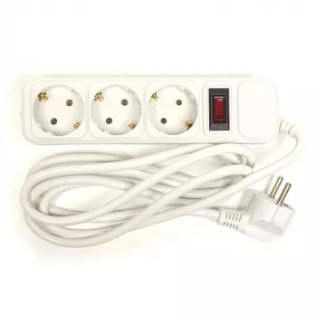 Extensão elétrica doméstica 1,8 m, 3 tomadas, com interruptor