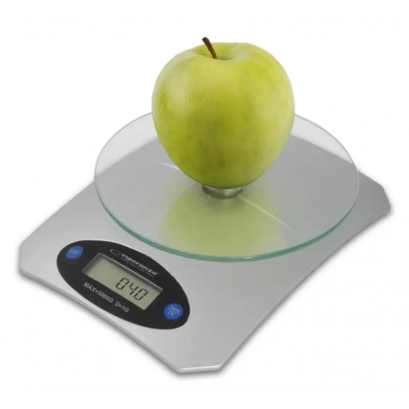 Balança de cozinha eletrónica ESPERANZA Avocado cinzento — capacidade de 5 kg, plataforma de bambu, unidades g/lb/oz