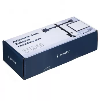 Suporte de monitor Gembird MA-D2-01 para 2 ecrãs até 32 polegadas, VESA 75x75–100x100, grampo, 18 kg, preto