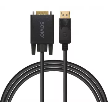 Cabo SAVIO DisplayPort para VGA (D-Sub) 1,8 m, preto
