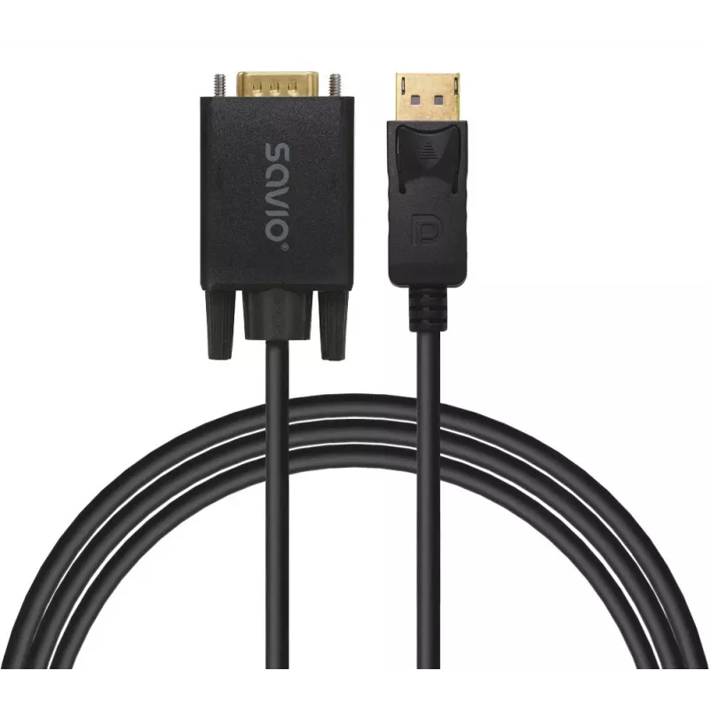 Cabo SAVIO DisplayPort para VGA (D-Sub) 1,8 m, preto