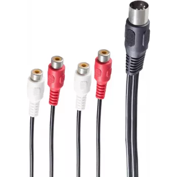 Cabo de áudio ShiverPeaks BS10231 0,2 m DIN (5 pinos) 4 x RCA preto