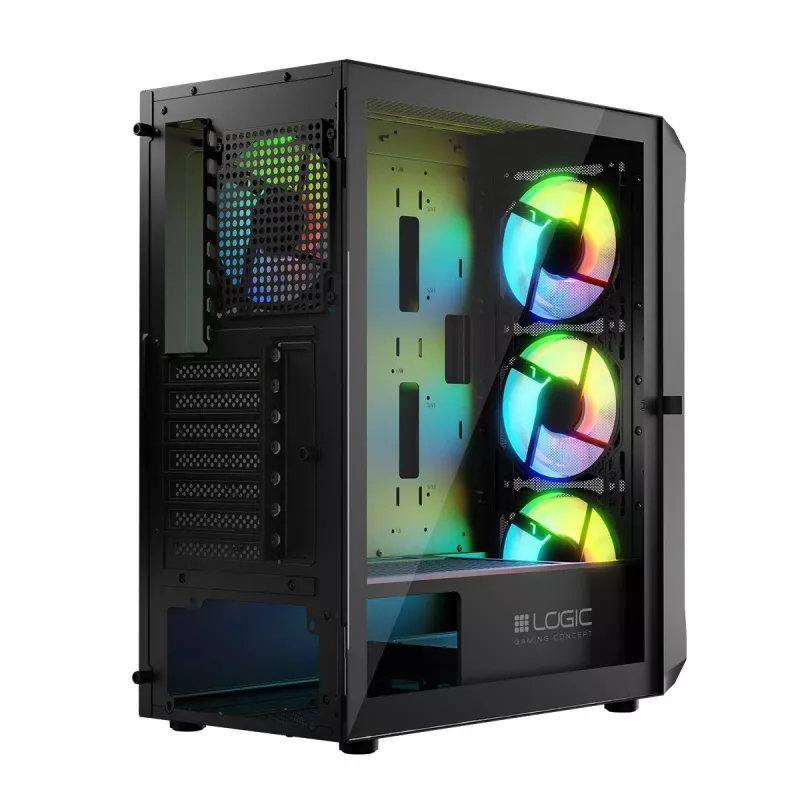 Caixa LOGIC CONCEPT Portos ARGB ATX Mid-Tower, preto