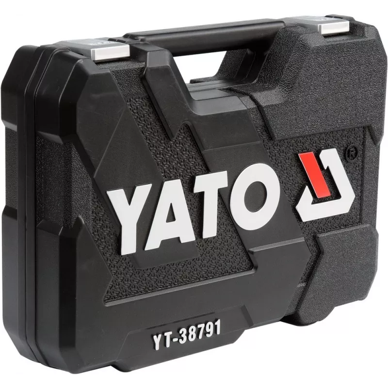 Conjunto de chaves de caixa YATO YT-38791 — 108 peças, encaixe 1/2 inch, inclui catraca, mala preta