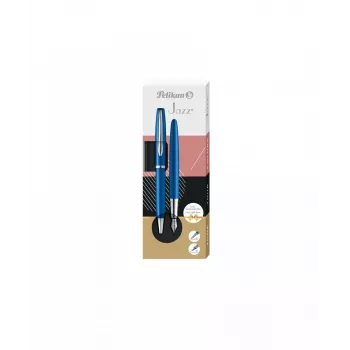 Esferográfica e caneta de tinta permanente Pelikan Jazz Noble Elegance azul prateado