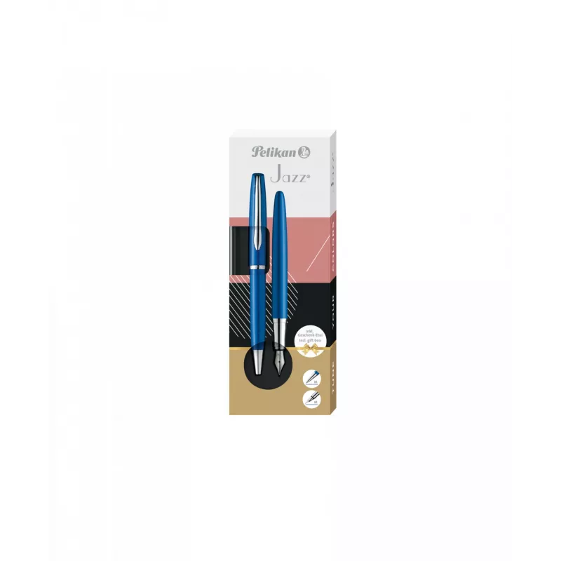 Esferográfica e caneta de tinta permanente Pelikan Jazz Noble Elegance azul prateado