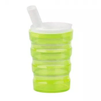 Copo de bebida assistido PDS CARE 21013 - 200 ml amarelo, em polipropileno, à prova de fugas com tampa