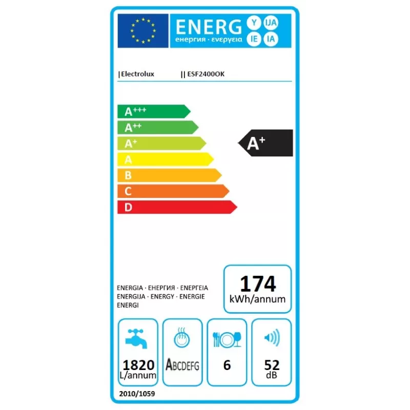 Electrolux ESF2400OK Máquina de lavar louça de bancada 6 conjuntos de louça 52 dB