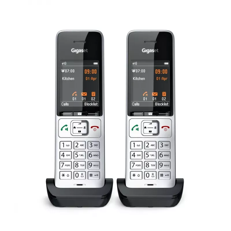 Telefone analógico/DECT Gigaset COMFORT 500HX duo com identificação de chamadas preto, prateado