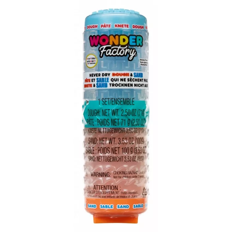 Massa de modelar Wonder Factory Never Dry Dough, azul-claro, laranja