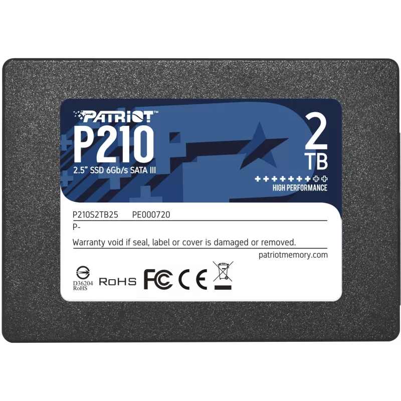 SSD SATA III 2,5 inch PATRIOT P210 2 TB — 500 MB/s de leitura, 400 MB/s de escrita, 7 mm