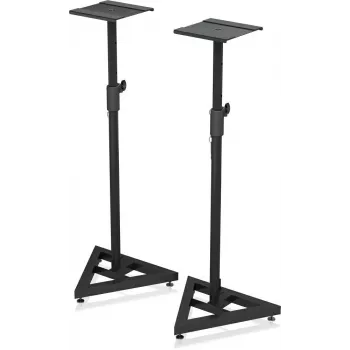 Suporte para monitores de estúdio Behringer SM5002 altura ajustável — par para monitores de campo próximo, construção em metal, altura ajustável