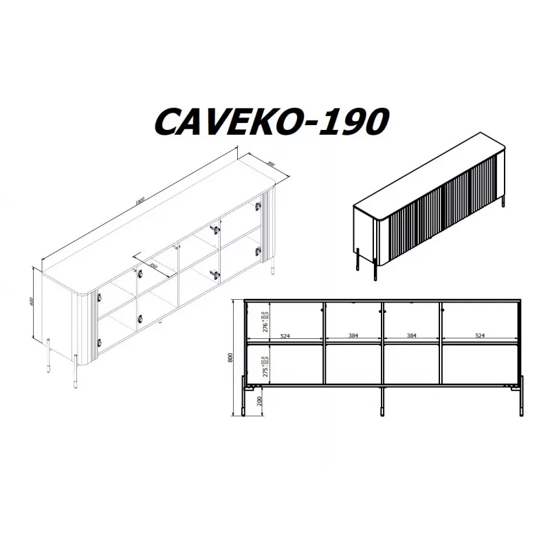 Cómoda VERA 190x40x80 branco mate