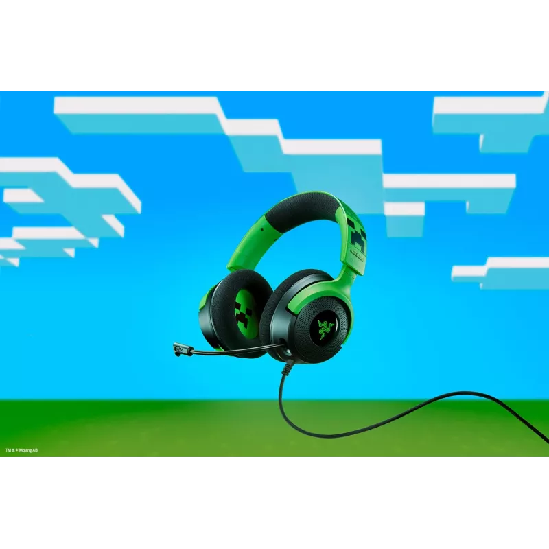 Headset gamer com fios Razer Kraken V4 X — supra-auriculares, 20–20000 Hz, cabo de 1,8 m, 310 g, preto/verde