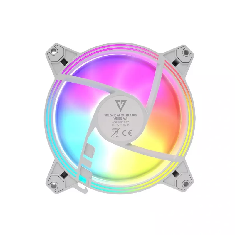Ventoinha de caixa 120mm MODECOM VOLCANO APEX 120 ARGB branca — ventoinha de arrefecimento ARGB 120mm