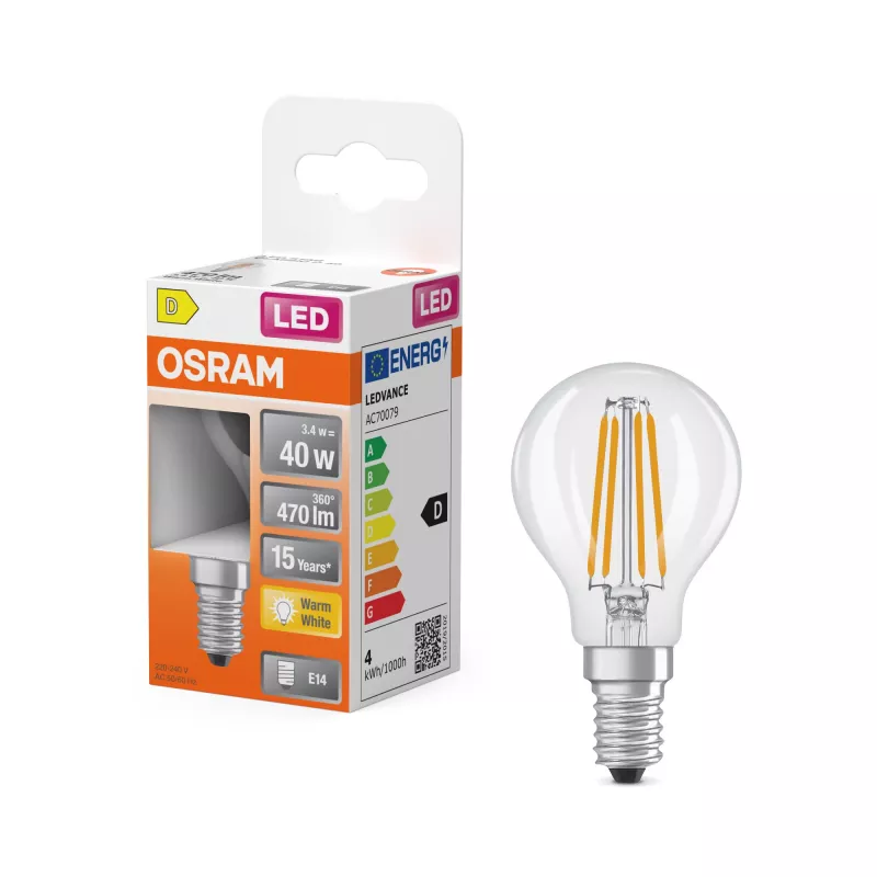 Osram Parathom Classic P Filament | E14 | 3,4 W | branco quente