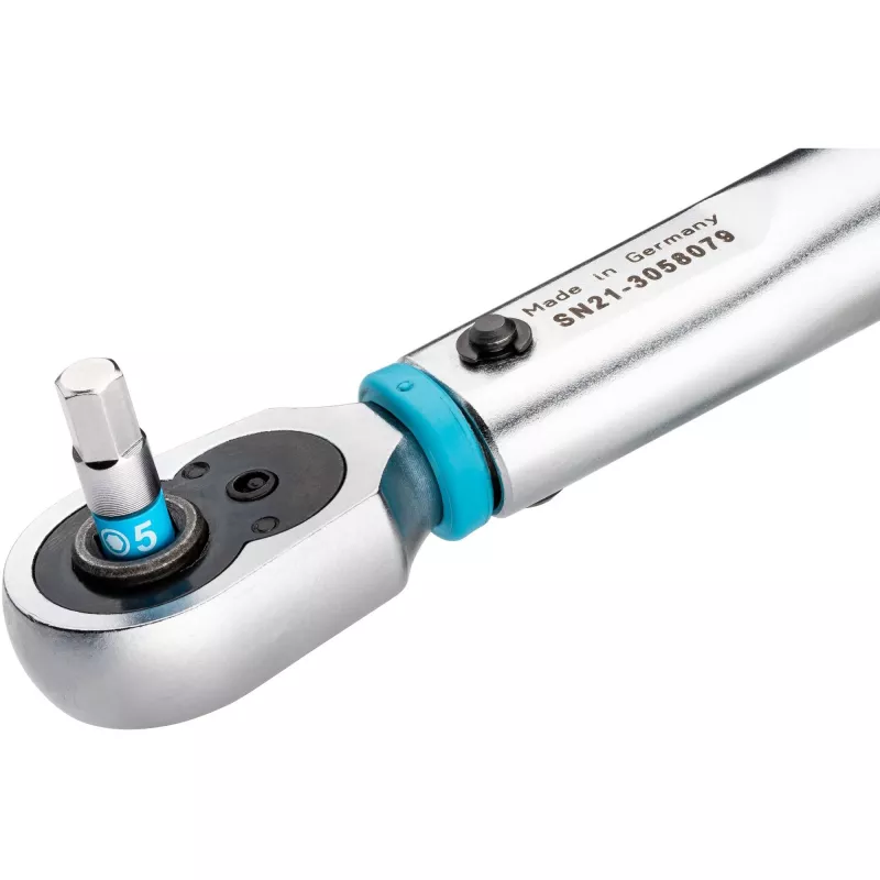 Chave dinamométrica 5107B-3CT para bits, 1/4 (Azul/Preto, catraca reversível)