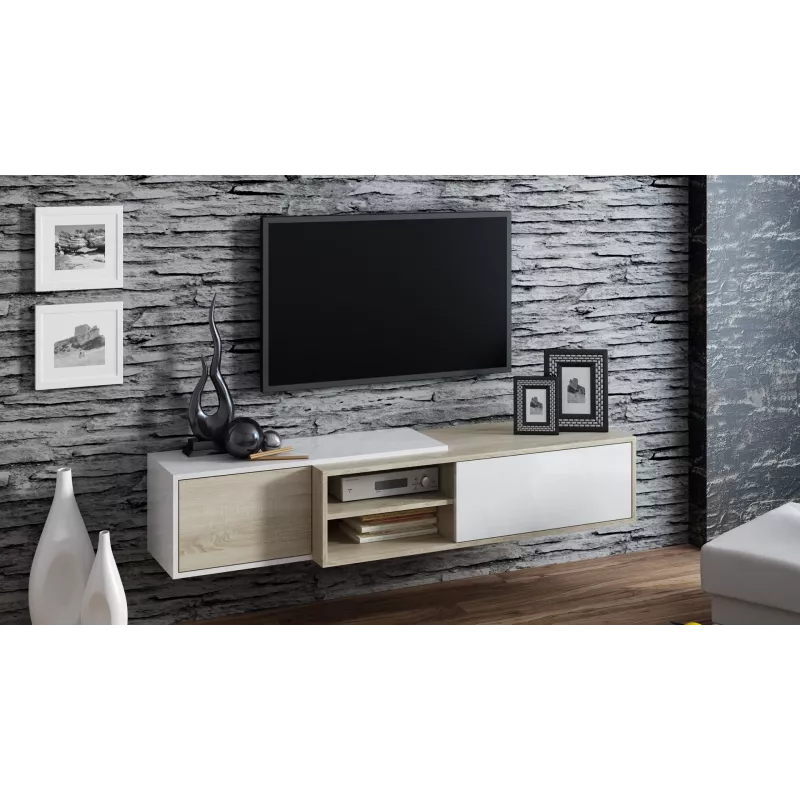 Móvel de TV Cama SIGMA1 180 carvalho Sonoma/branco brilhante