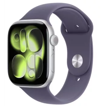 Watch Series 11 GPS 46mm caixa de alumínio prateada com bracelete desportiva Purple Fog - M/L