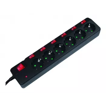 Extensão de energia LogiLink LPS233 1,5 m 6 tomadas AC interior preto