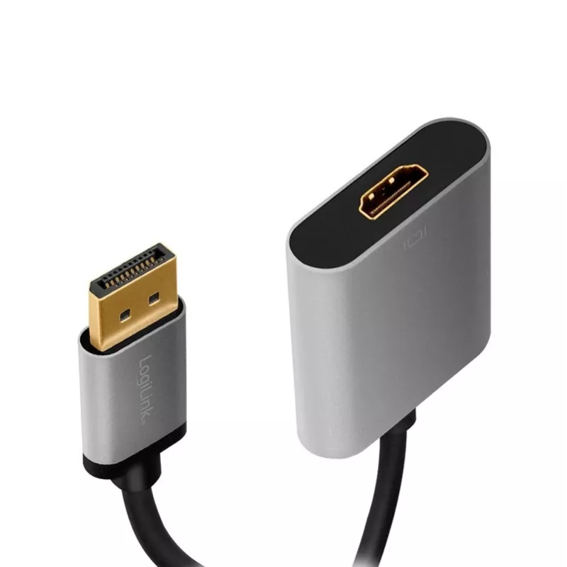 Adaptador de cabo de vídeo LogiLink CDA0108 0,15 m DisplayPort HDMI preto cinzento