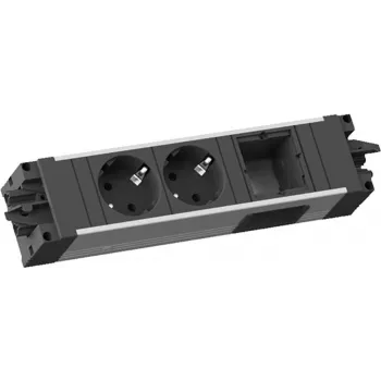 Bachmann STEP ALU 2xCEE7/3 1xCM 90° GST18 régua de tomadas (906.09529)
