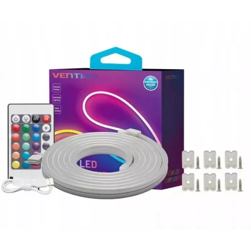 Vention PAEWH fita LED neon de silicone, 2 m, USB 5 V, com telecomando IR