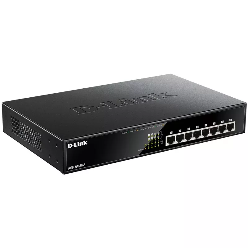Switch não gerido D-Link DGS-1008MP 8 portas desktop Gigabit Max PoE Switch
