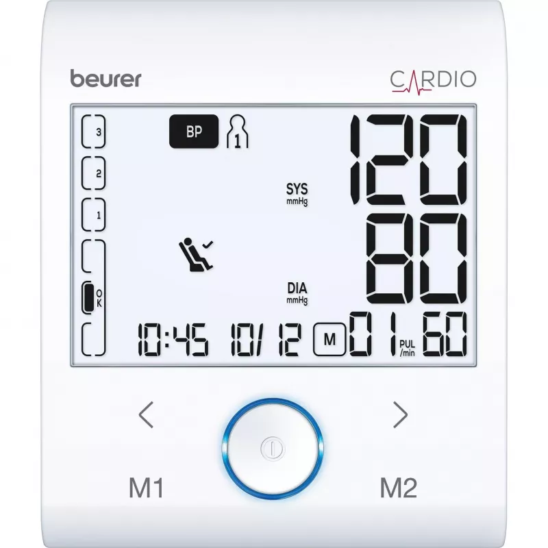Medidor de tensão arterial de braço Beurer BM 96 Cardio com ECG, branco/cinzento