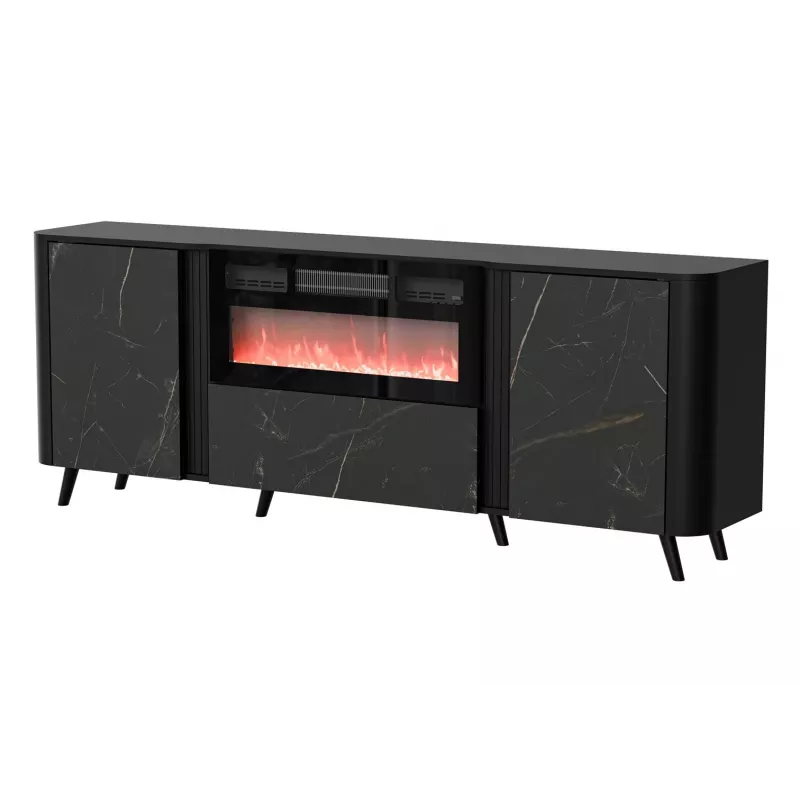 Cómoda Cama Meble Volare 200 x 39 x 75 cm, preto / San Sebastian, aglomerado