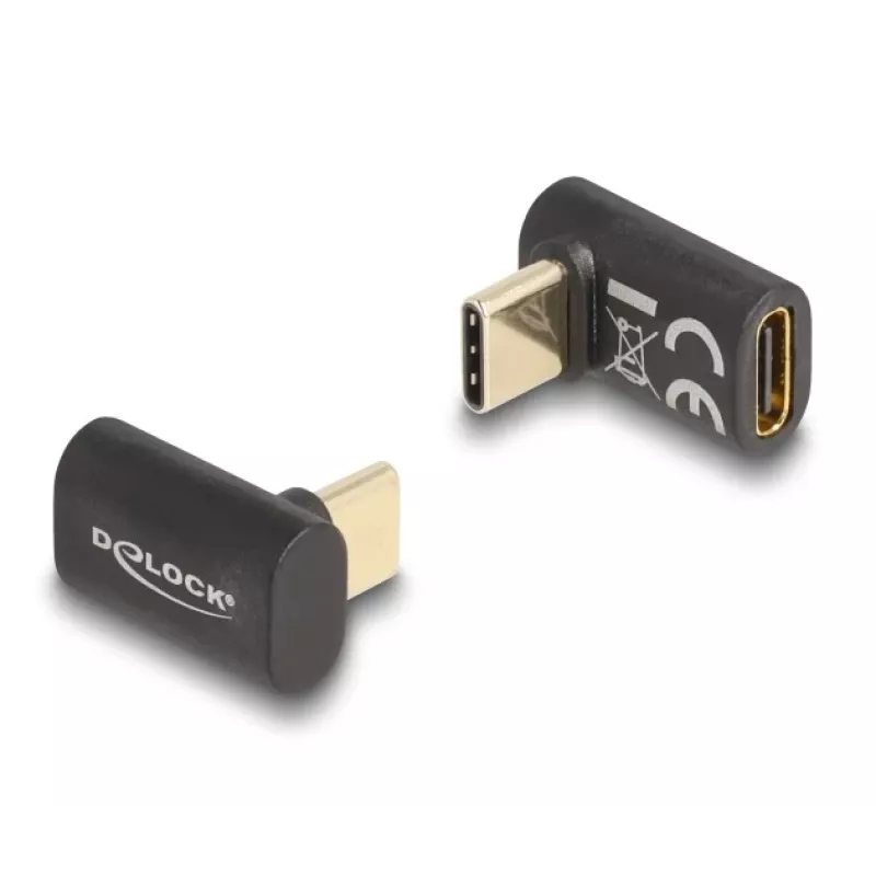 Adaptador DeLOCK USB 40 Gbps USB Type-C PD 3.0 100 W macho para fêmea curvado 8K 60 Hz