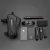 Rockbros B68-1 Bolsa de quadro de bicicleta com bolso para telemóvel 1,7 l preta