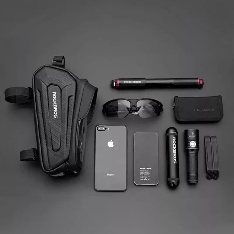 Rockbros B68-1 Bolsa de quadro de bicicleta com bolso para telemóvel 1,7 l preta