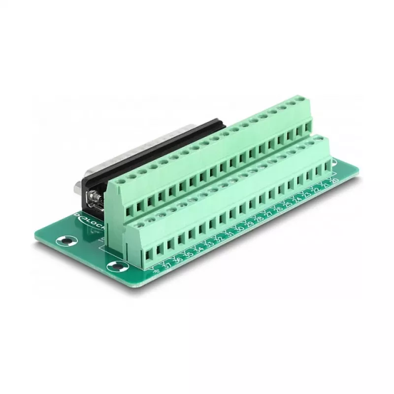 DeLOCK D-Sub 37 pinos conector macho para régua de terminais para calha DIN 51 mm 30 mm 116 mm
