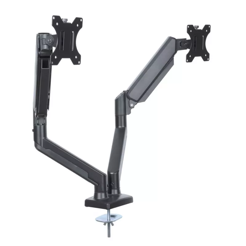 Suporte de mesa para monitor ART RAMM UM-116 para 2 monitores 13–32 polegadas, suporte de braço duplo ajustável em altura