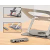 Suporte para portátil Unitek D1109B01 — suporte ajustável em alumínio com USB-C HDMI 4K PD 100W removível, 2x USB-A, RJ-45, para até 17 polegadas