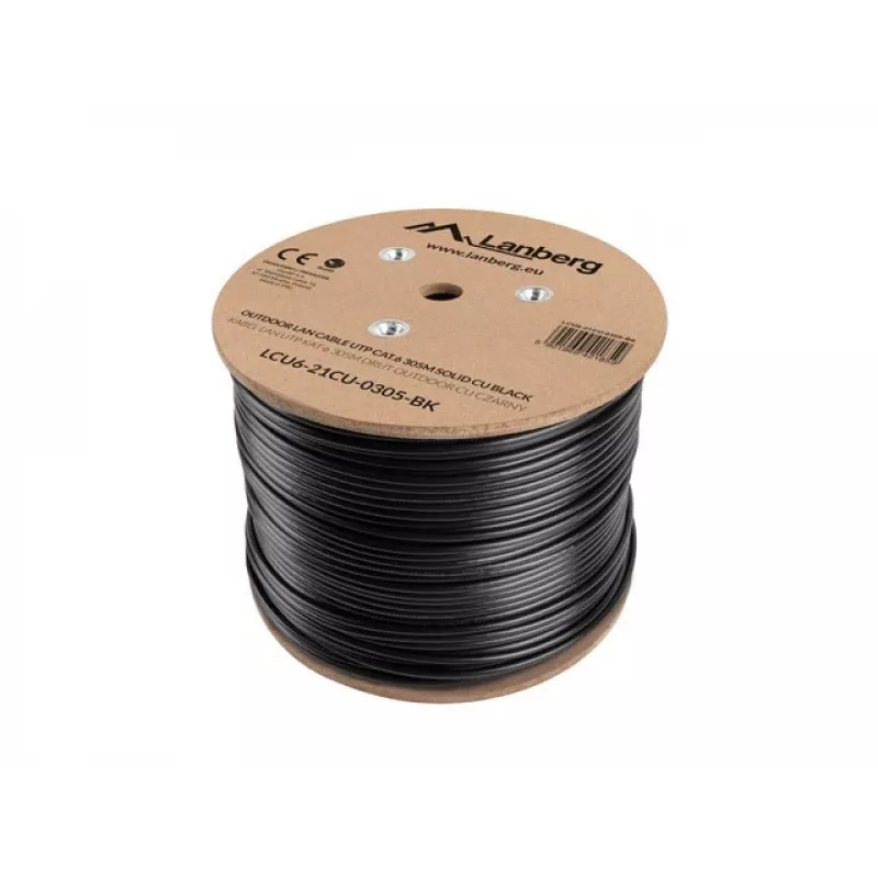 Cabo de rede Lanberg LCU6-21CU-0305-BK preto 305 m Cat6 U/UTP (UTP) exterior