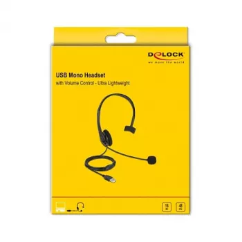 Headset DeLOCK USB mono com controlo de volume