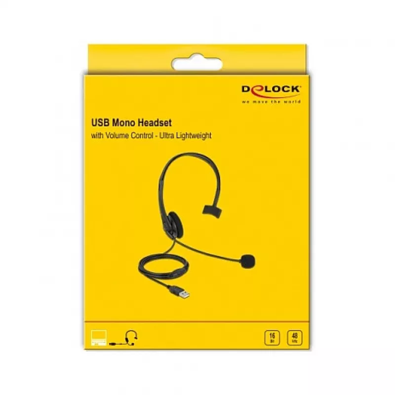Headset DeLOCK USB mono com controlo de volume