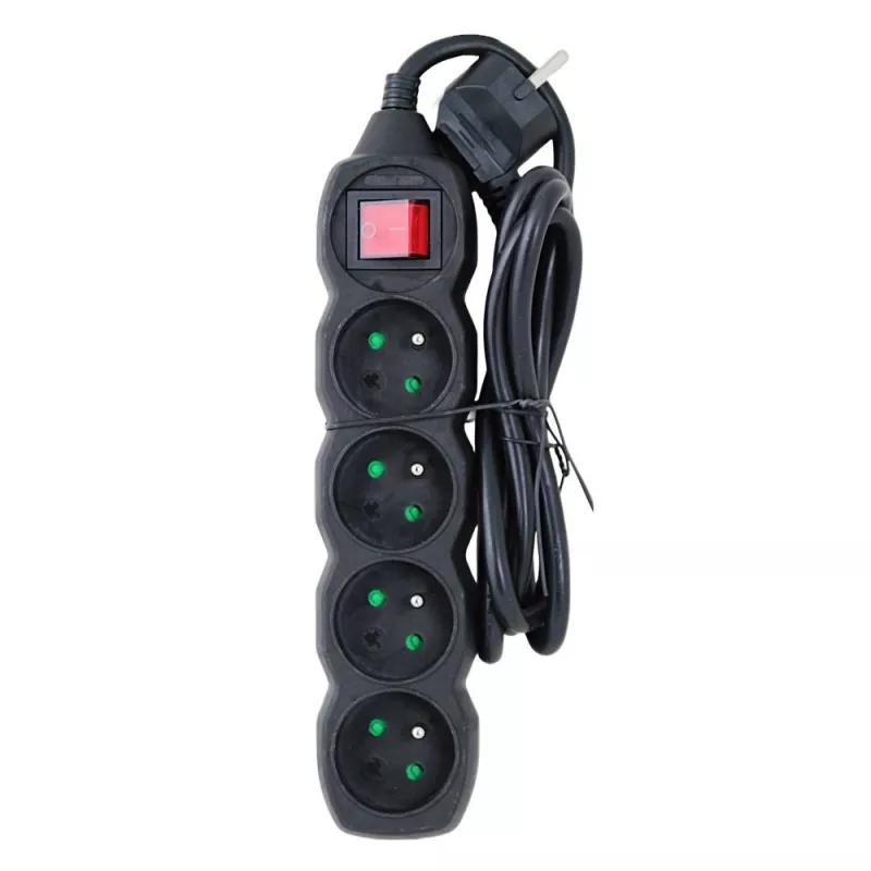 Extensão elétrica ESPERANZA ELK212K — cabo de 1,5 m, 4 tomadas Tipo E, interior, preto