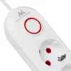 Extensão elétrica MACLEAN MCE395 W — 5 tomadas, 3× USB A, 110–240 V AC, 2,1 A USB, máx. 2500 W, branco, cabo de 1,5 m