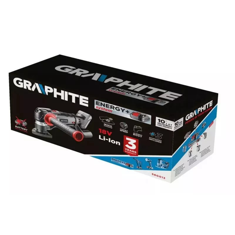 Multiferramenta GRAPHITE Energy+ 18V 58G013 — ferramenta multifunções oscilante a bateria, 18 V a bateria