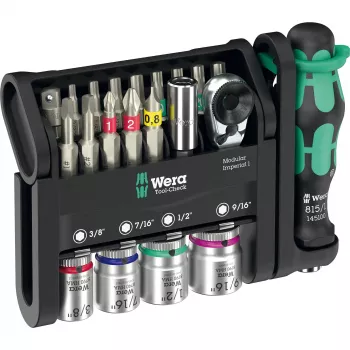 Wera Tool-Check Modular Imperial mini chave de catraca, conjunto de chaves de caixa e pontas, 21 peças (05049001001)