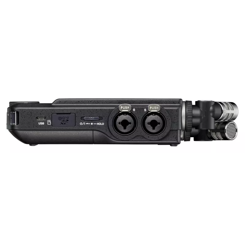 Gravador de áudio multipista portátil Tascam Portacapture X8 — 6 canais, 24/32 bits, até 96 kHz, 4 entradas combo XLR/TRS, cartão SD, USB-C, pilha ou fonte de alimentação