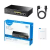 Switch de rede Cudy FS1006P Fast Ethernet 6 portas (4 PoE, 1 PoE+) 10/100 Mbit/s, largura de banda 1,2 Gbit/s, caixa metálica, montagem em rack/parede
